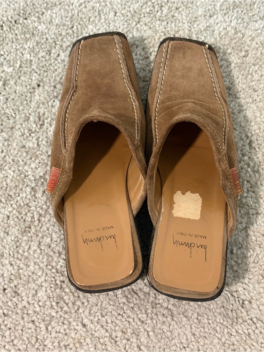 Luichiny Made in Italy Brown Suede Slip-On Mules Size 37 Retro Boho Platform - Picture 11 of 11